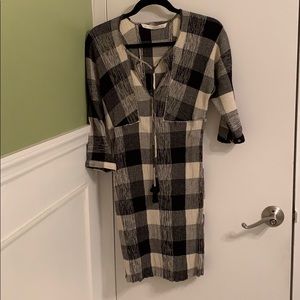 Zara split neck dress with tassel tie